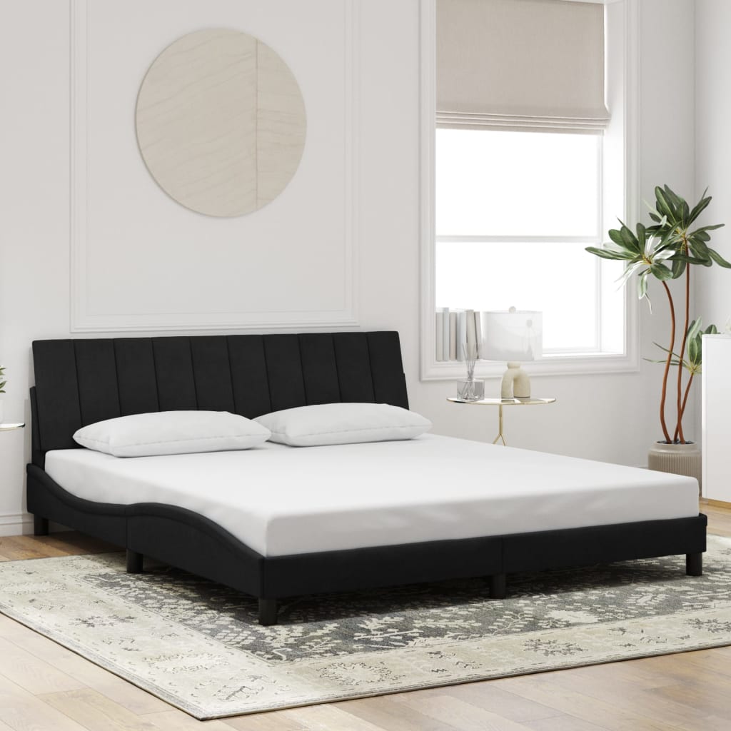 Bed Frame without Mattress "Hanko" Black 180x200 cm King Velvet