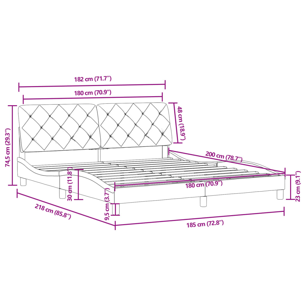 Bed Frame without Mattress Black 180x200 cm Velvet