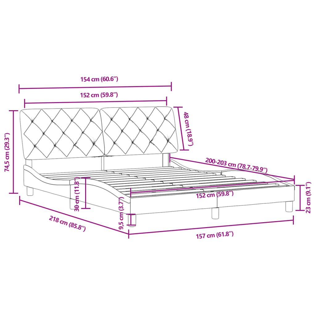 Bed Frame without Mattress Dark Grey 152x203 cm Queen Velvet