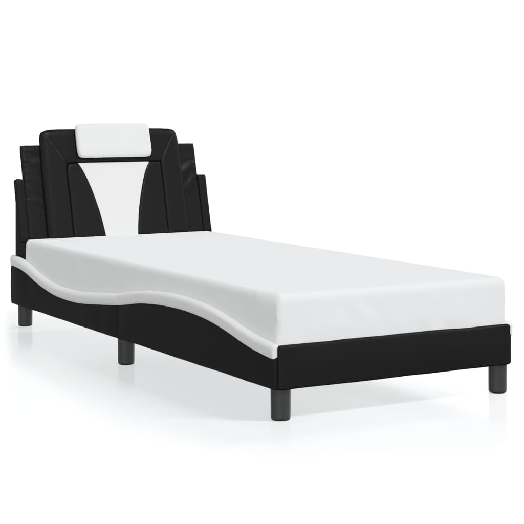 Bed Frame "Viana" without Mattress Black and White 90x190 cm Faux Leather