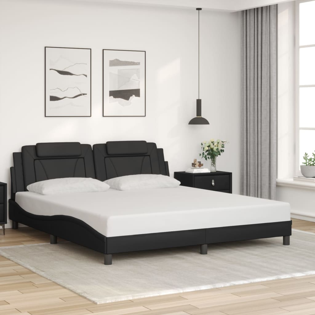 Bed Frame "Viana" without Mattress Black 180x200 cm King Faux Leather