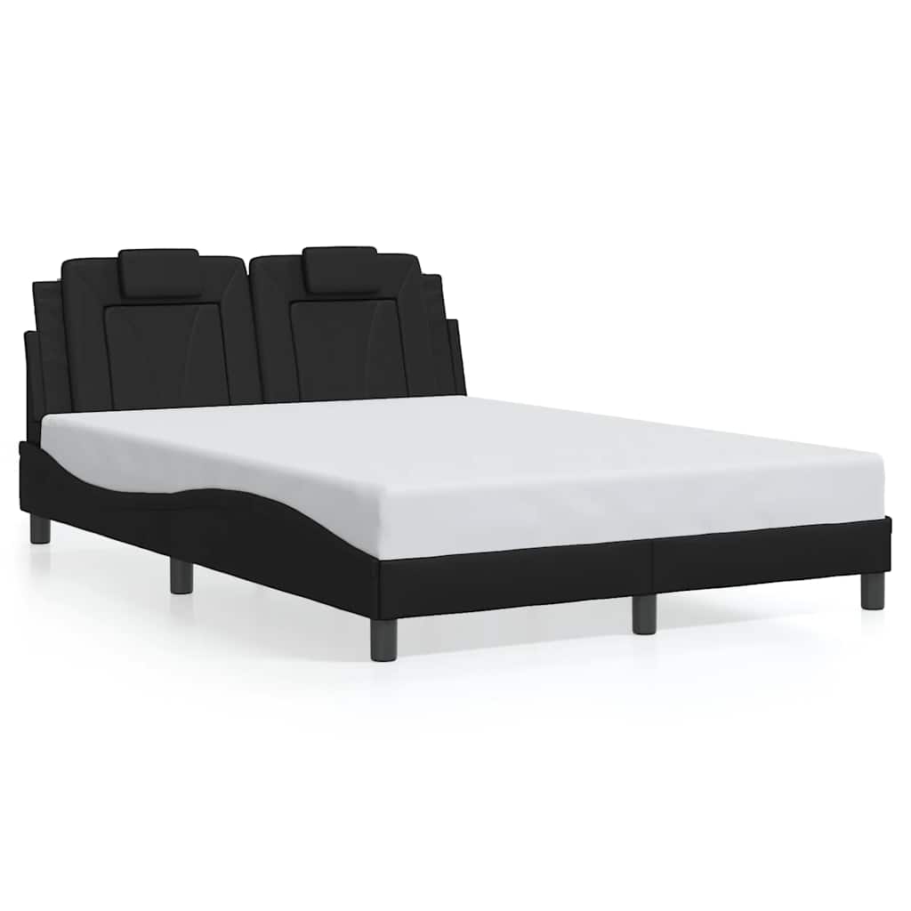 Bed Frame "Viana" without Mattress Black 137x190 cm Double Faux Leather