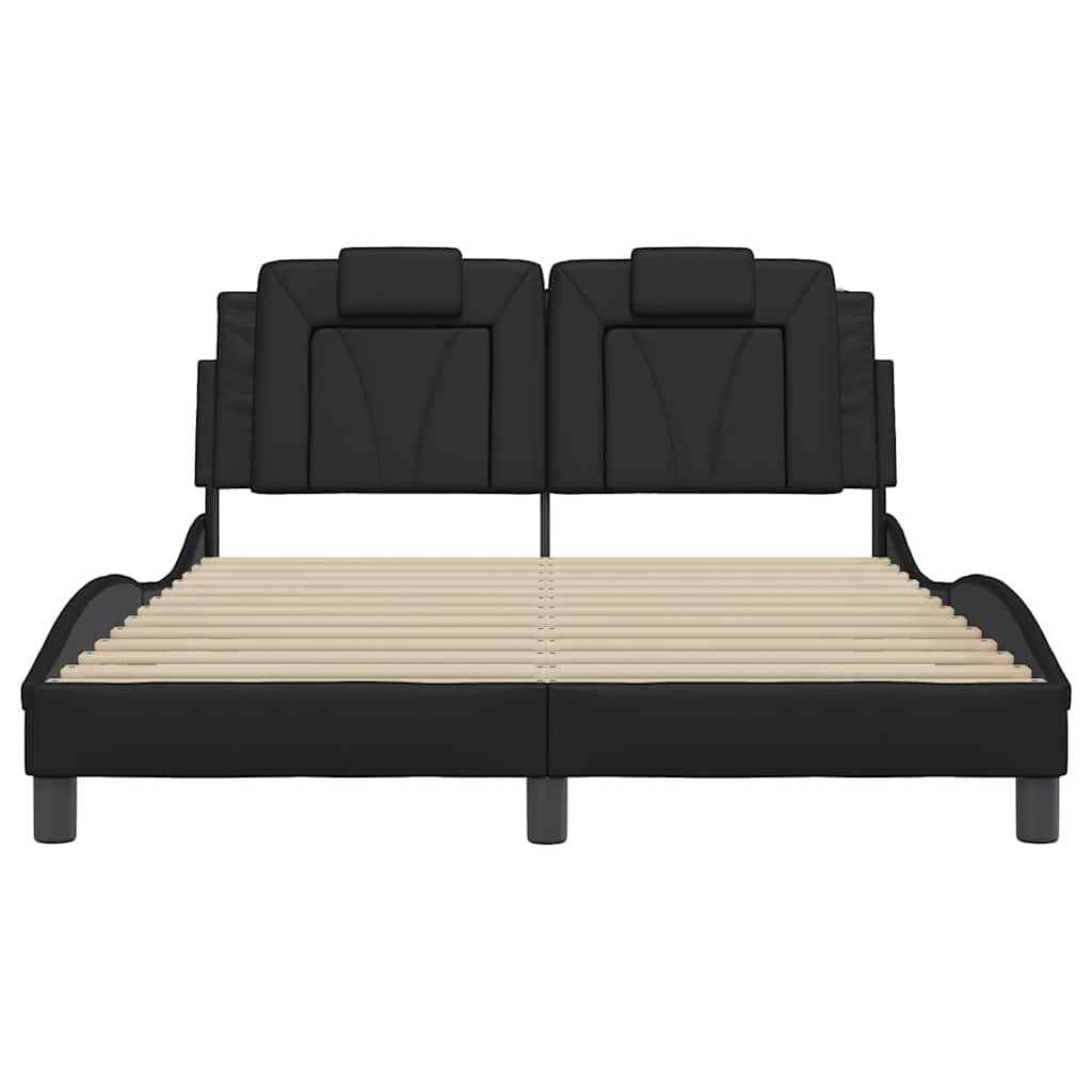 Bed Frame "Viana" without Mattress Black 137x190 cm Double Faux Leather