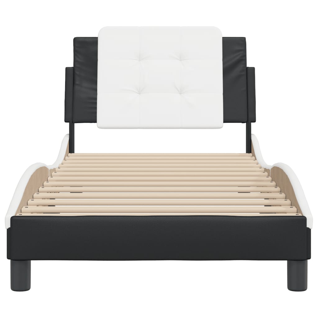 Bed Frame without Mattress "Zadar" Black and White 90x190 cm Faux Leather
