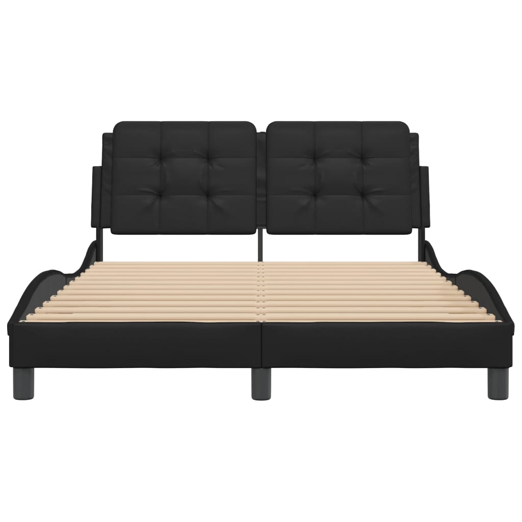 Bed Frame without Mattress "Zadar" Black 137x190 cm Double Faux Leather