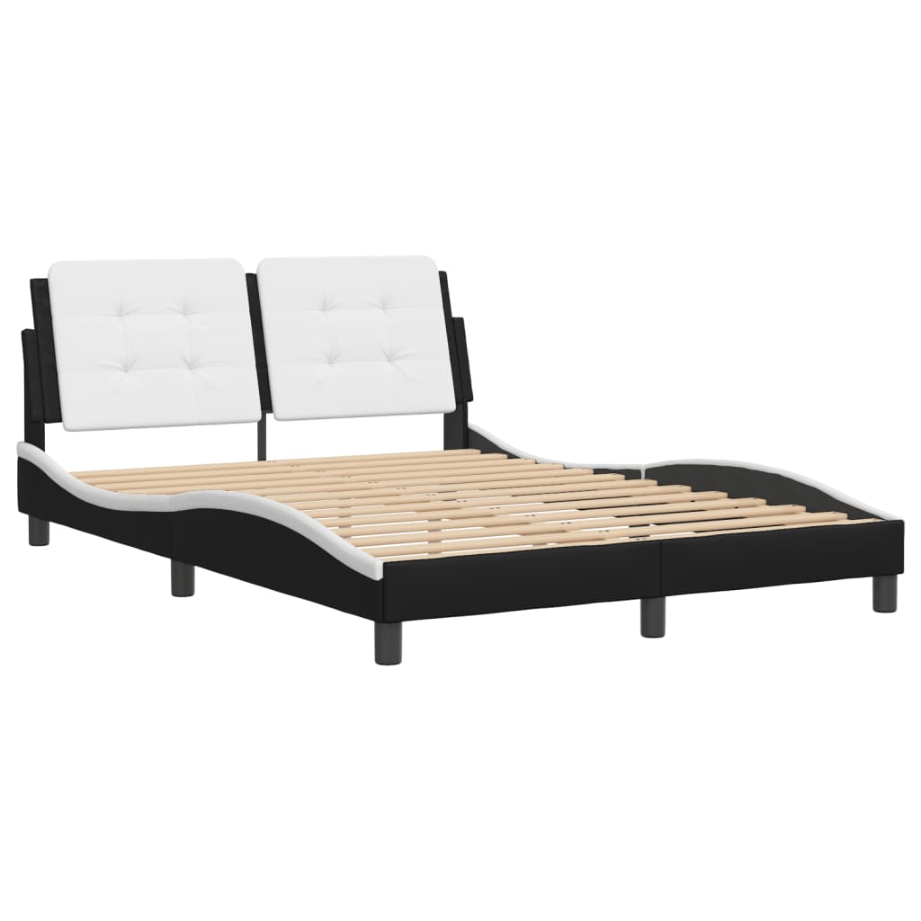 Bed Frame without Mattress "Zadar" Black and White 137x190 cm Double Faux Leather
