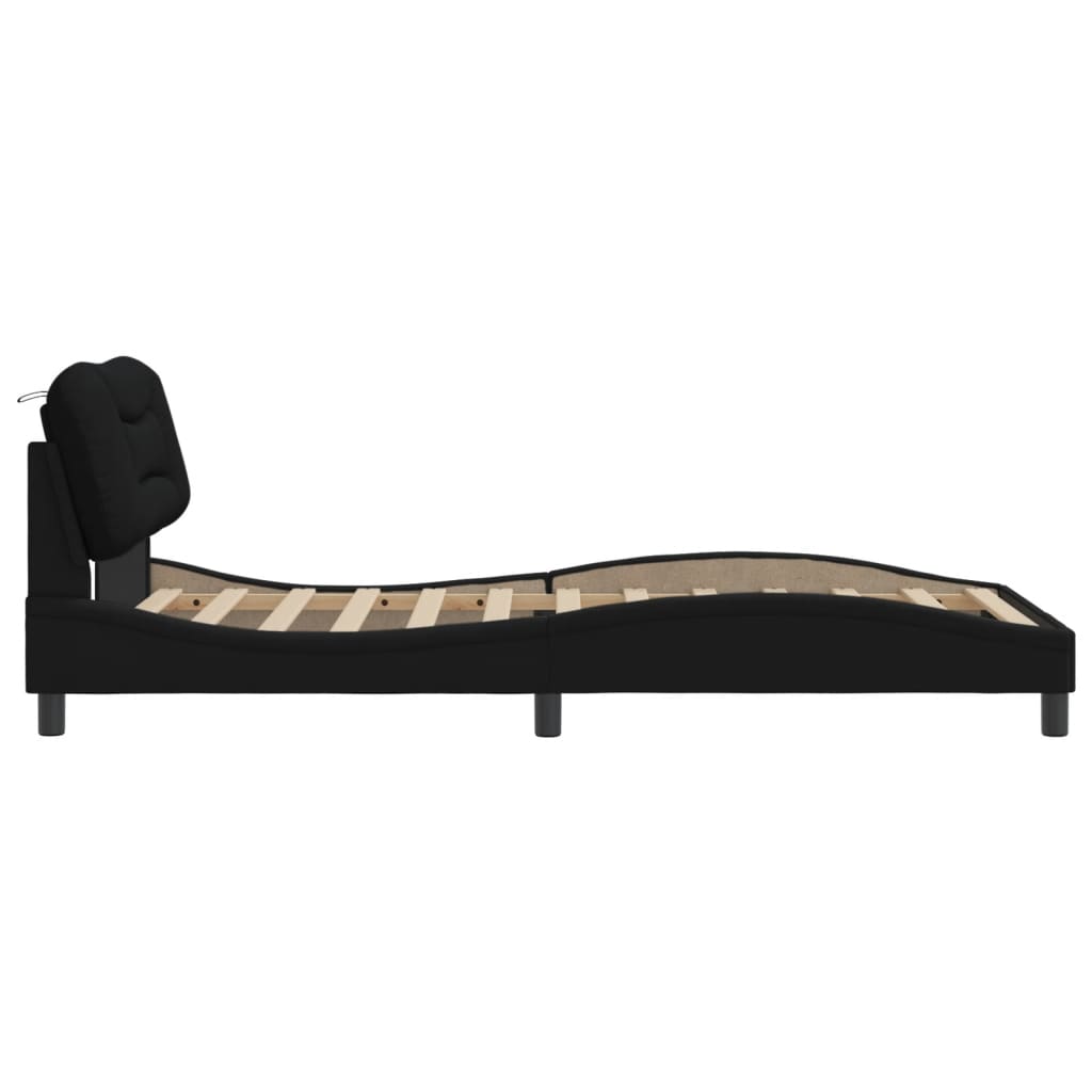 Bed Frame without Mattress "Hvar" Black 107x203 cm King Single Fabric