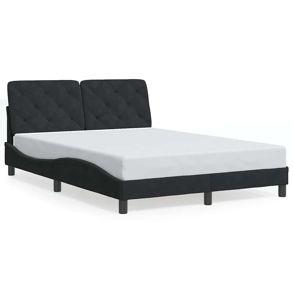 Bed Frame without Mattress Black 137x190 cm Velvet