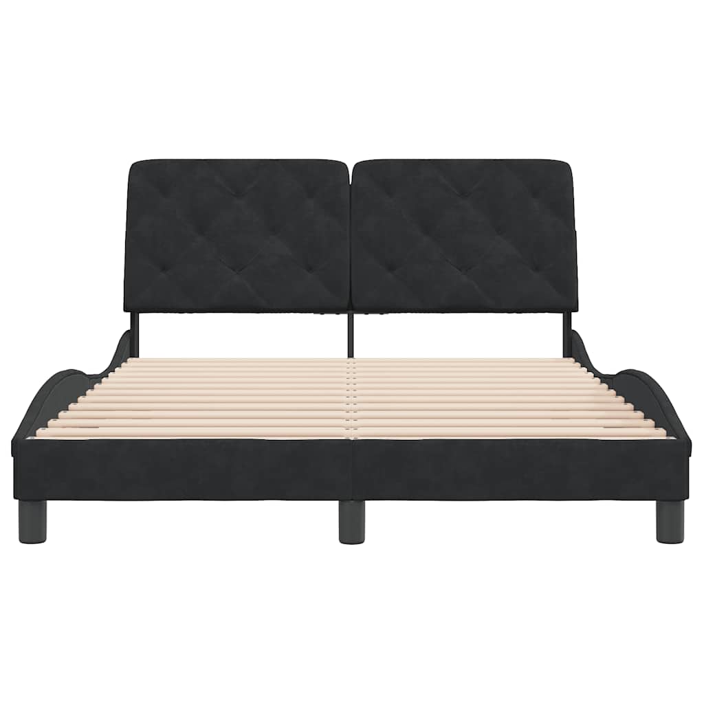 Bed Frame without Mattress Black 137x190 cm Velvet