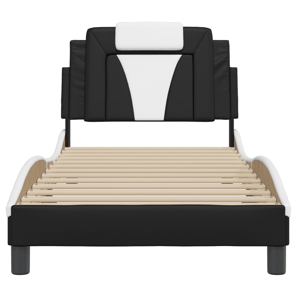 Bed Frame "Viana" without Mattress Black and White 90x190 cm Faux Leather