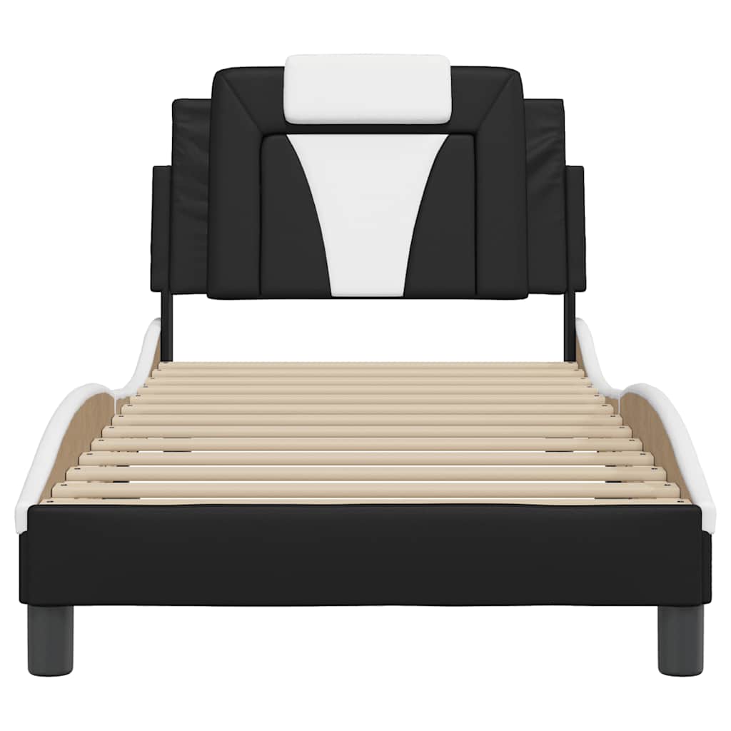 Bed Frame "Viana" without Mattress Black and White 90x190 cm Faux Leather