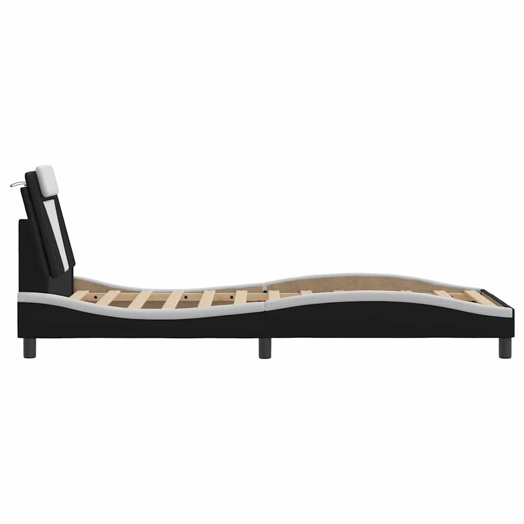 Bed Frame "Viana" without Mattress Black and White 90x190 cm Faux Leather