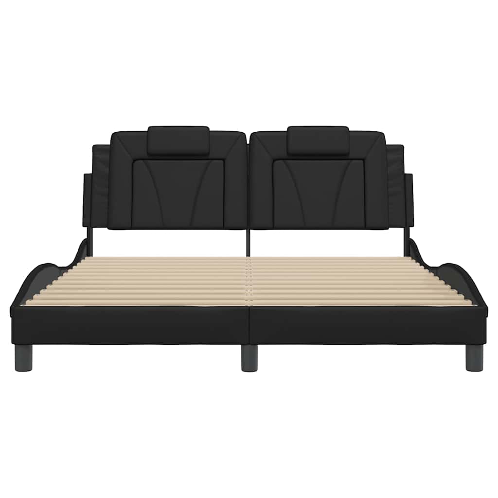 Bed Frame "Viana" without Mattress Black 152x203 cm Queen Faux Leather