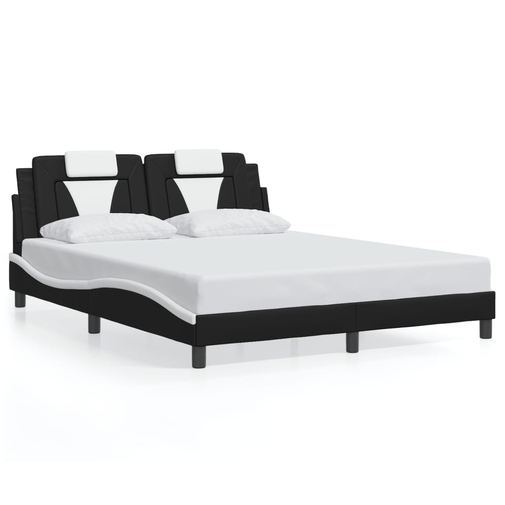 Bed Frame "Viana" without Mattress Black and White 152x203 cm Queen Faux Leather
