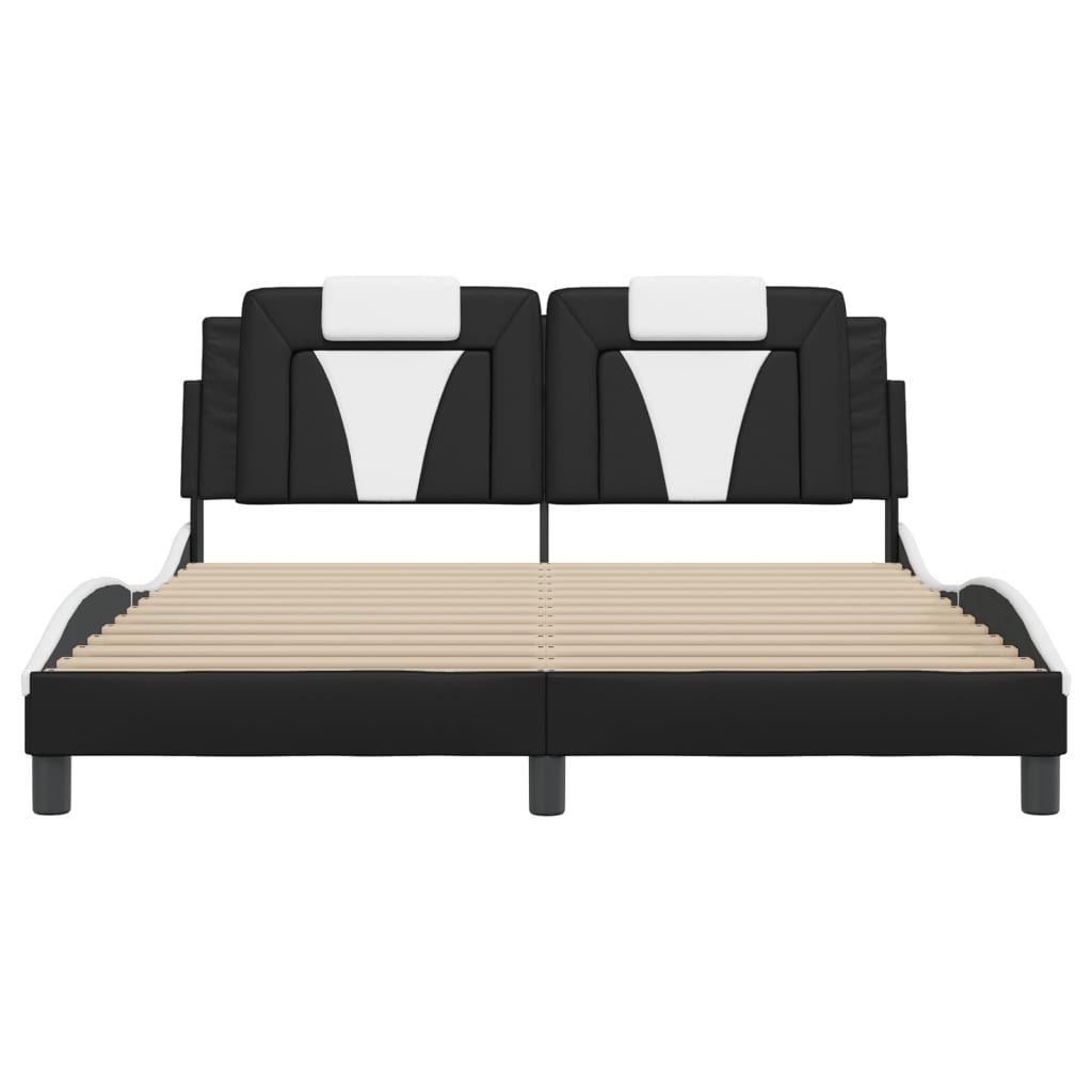 Bed Frame "Viana" without Mattress Black and White 152x203 cm Queen Faux Leather