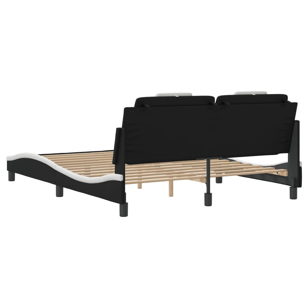 Bed Frame "Viana" without Mattress Black and White 152x203 cm Queen Faux Leather