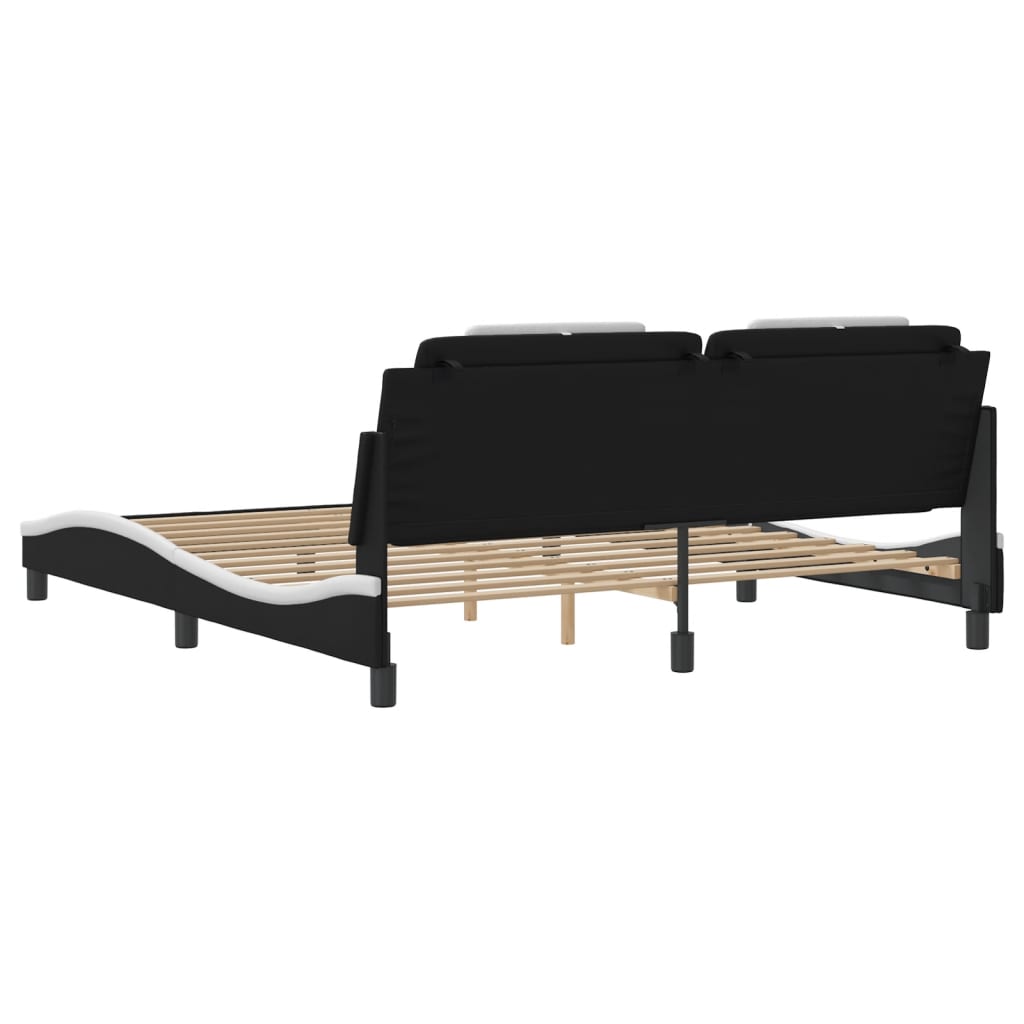 Bed Frame "Viana" without Mattress Black and White 180x200 cm King Faux Leather