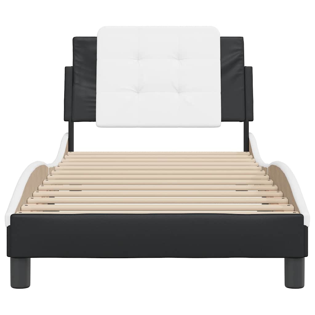 Bed Frame without Mattress "Zadar" Black and White 107x203 cm King Single Fabric