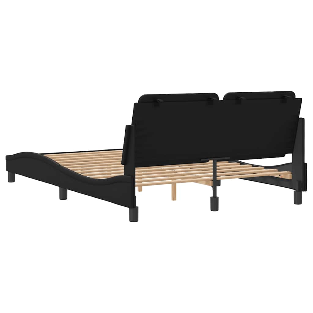 Bed Frame without Mattress "Zadar" Black 137x190 cm Double Fabric