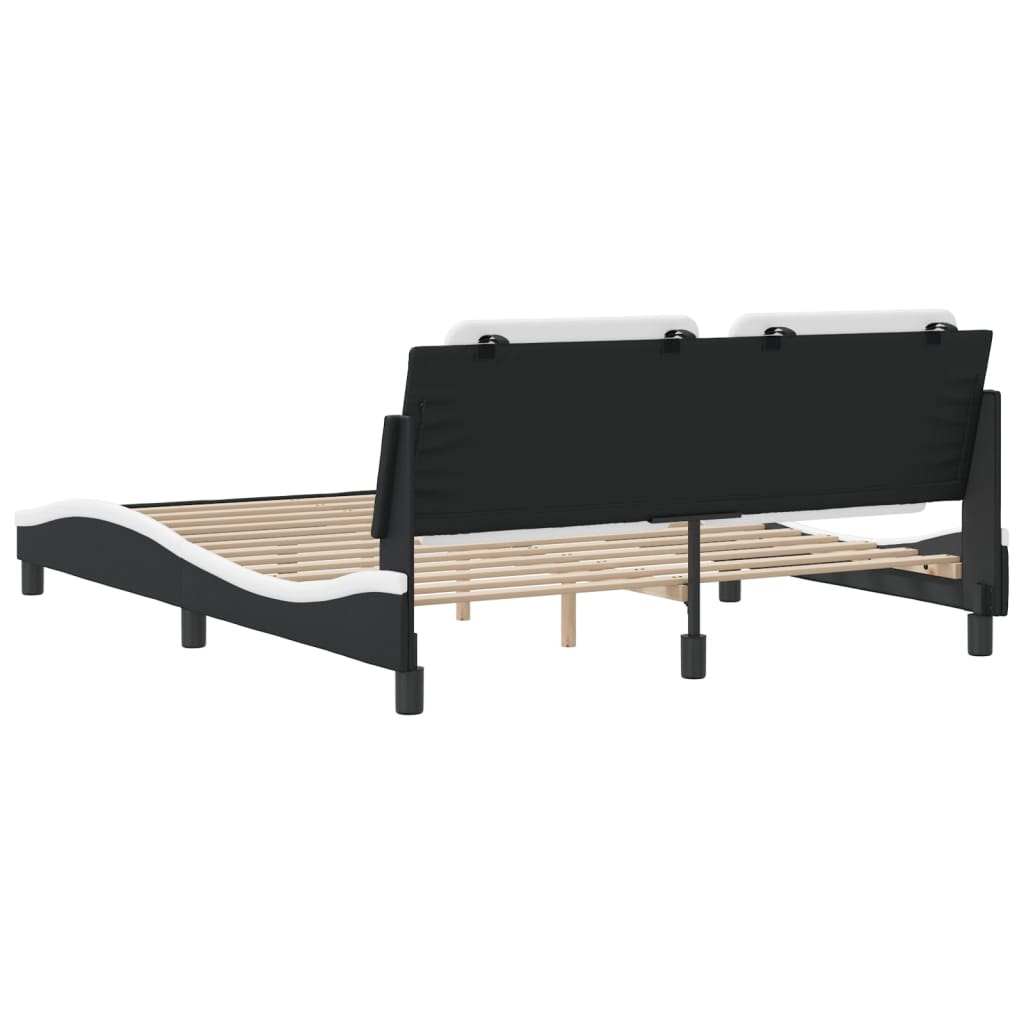 Bed Frame without Mattress "Zadar" Black and White 152x203 cm Queen Fabric