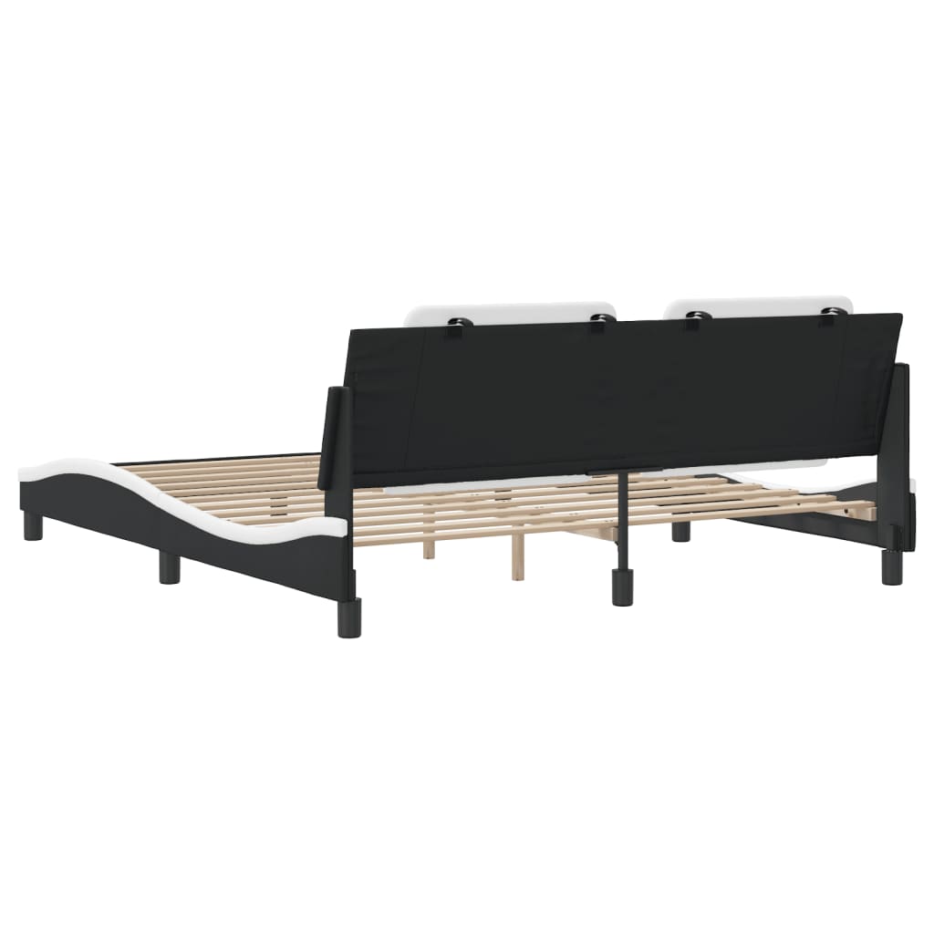 Bed Frame without Mattress "Zadar" Black and White 180x200 cm King Fabric