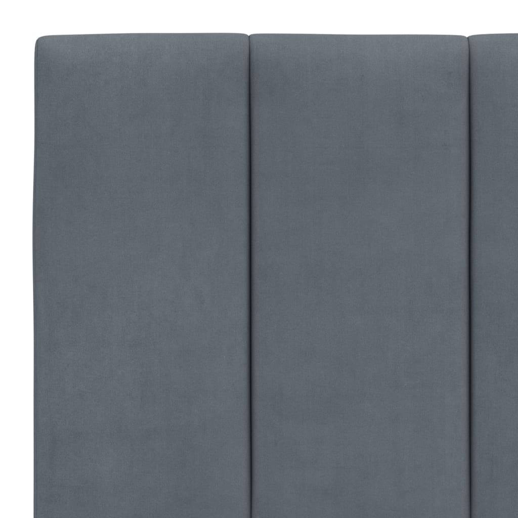 Bed Frame with LED without Mattress "Hanko" Dark Grey 152x203 cm Queen Velvet