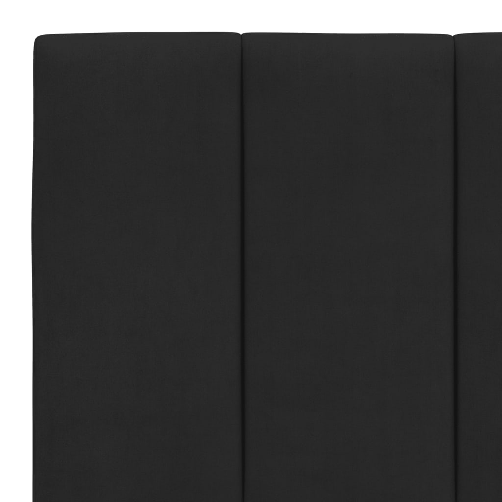 Bed Frame with LED without Mattress "Hanko" Black 152x203 cm Queen Velvet