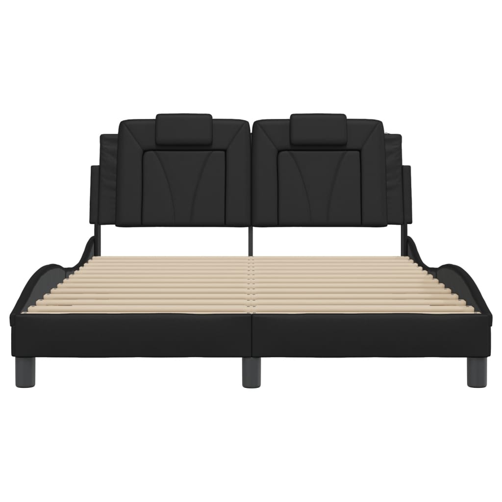 Bed Frame "Viana" with LED without Mattress Black 137x190 cm