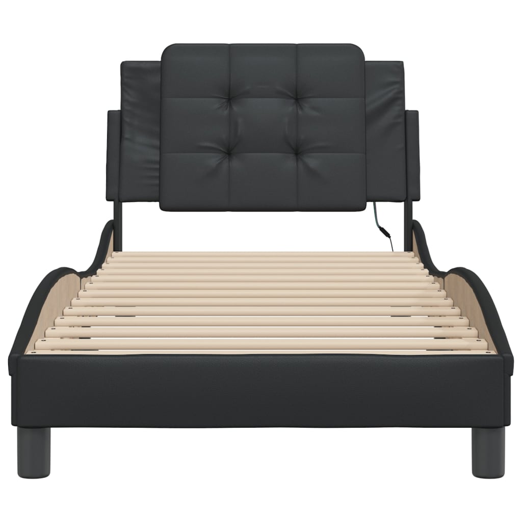 Bed Frame with LED without Mattress "Zadar" Black 90x190 cm