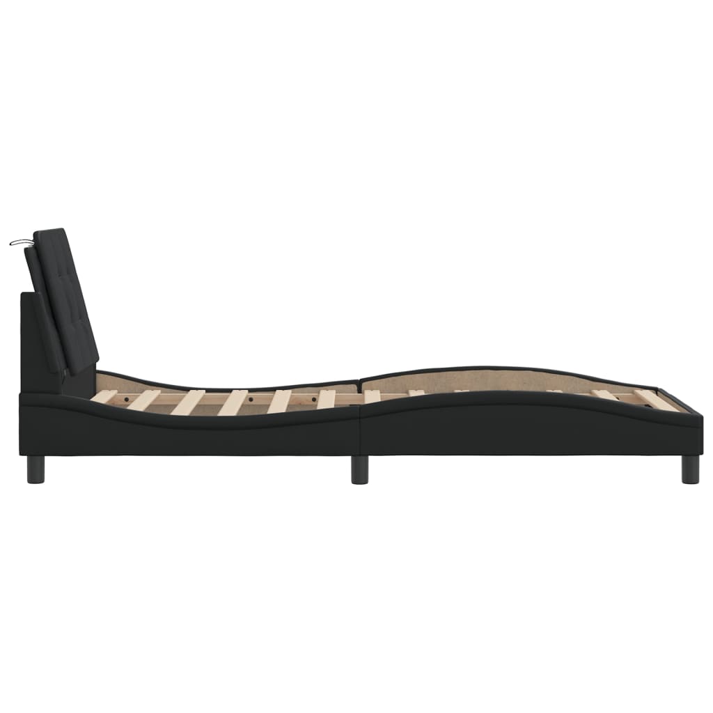 Bed Frame with LED without Mattress "Zadar" Black 90x190 cm