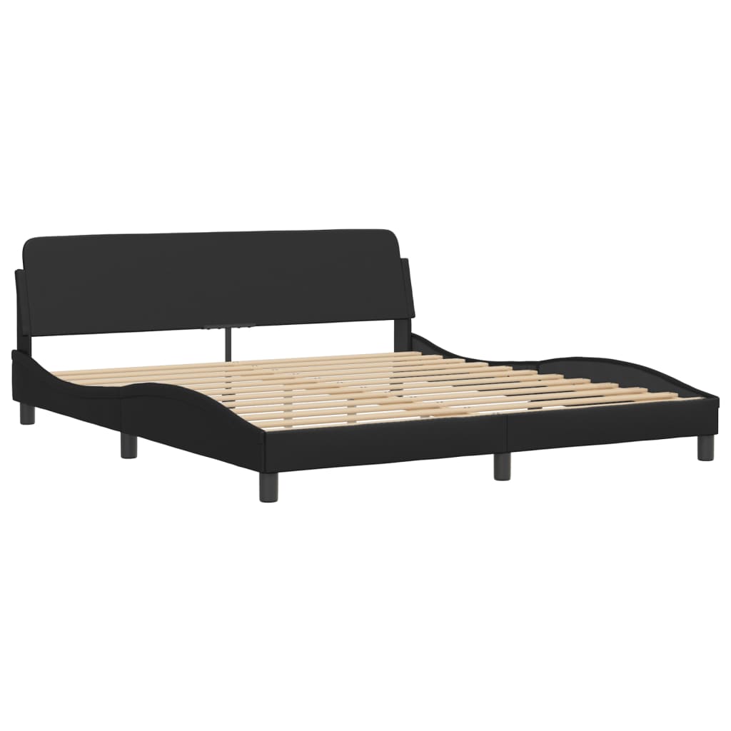 Bed Frame with LED without Mattress "Zadar" Black 180x200 cm