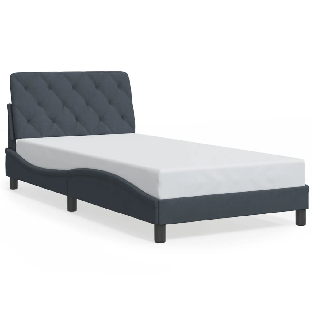Bed Frame with LED without Mattress Dark Grey 107x203 cm King Single Velvet