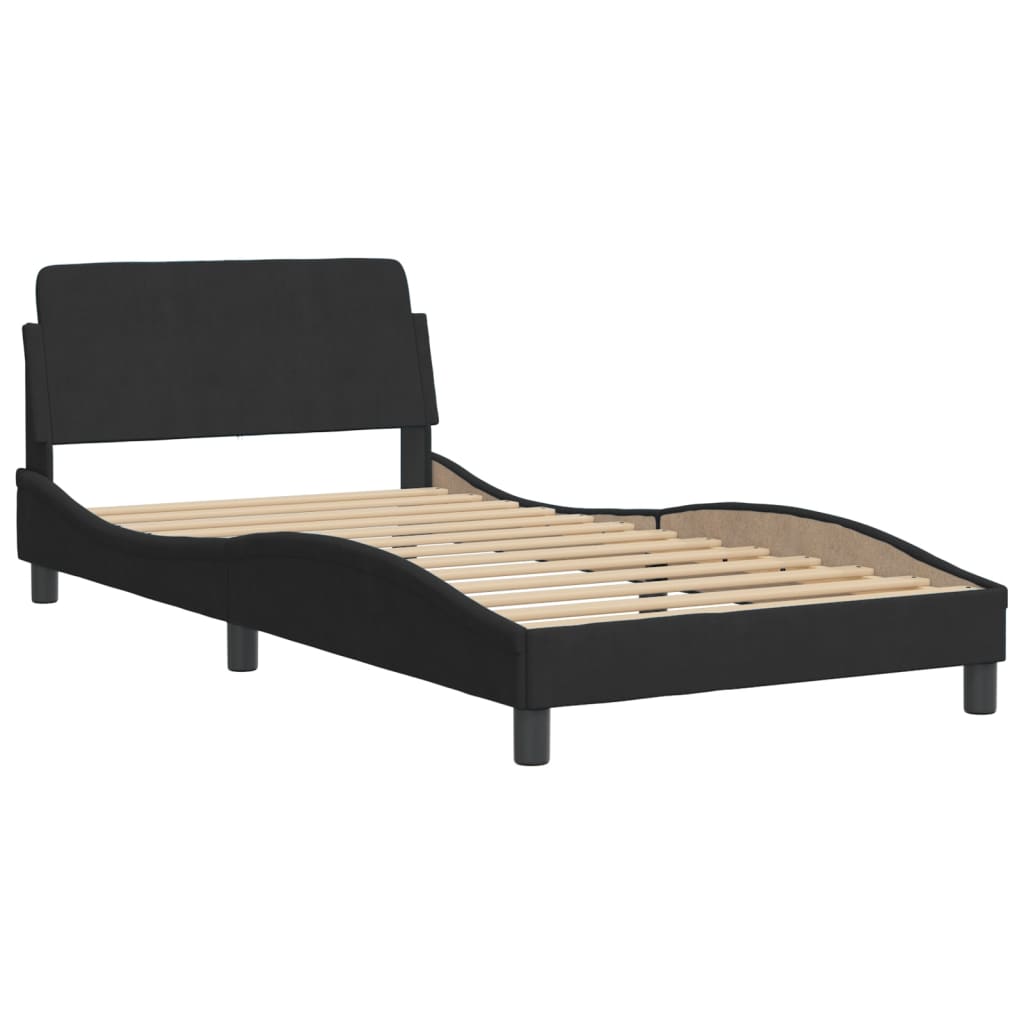 Bed Frame with LED without Mattress Black 107x203 cm King Single Velvet