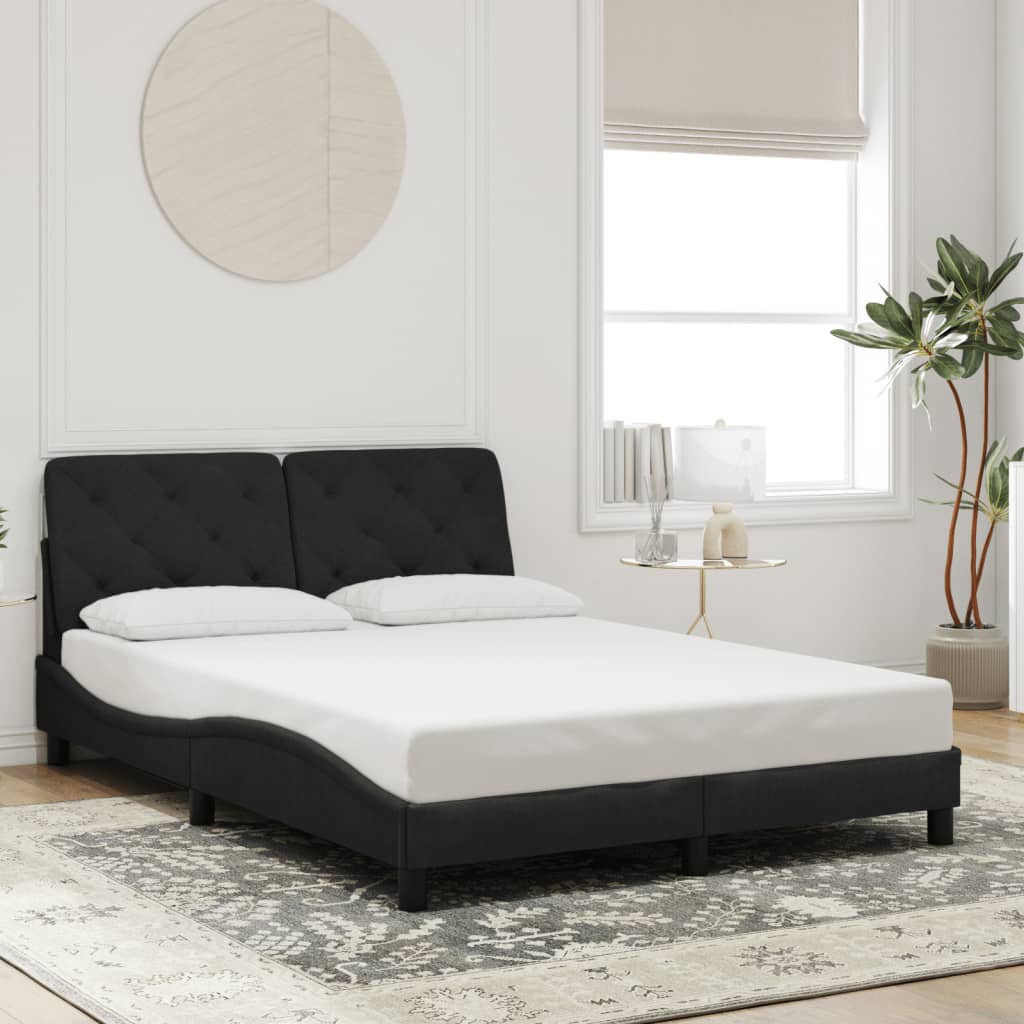 Bed Frame with LED without Mattress Black 137x190 cm Velvet