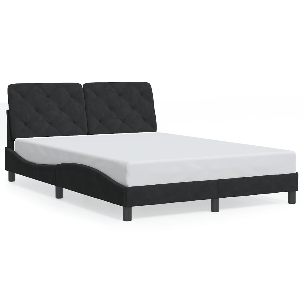 Bed Frame with LED without Mattress Black 137x190 cm Velvet