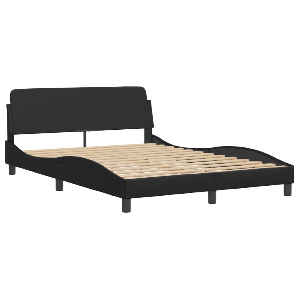 Bed Frame with LED without Mattress "Hvar" Black 137x190 cm