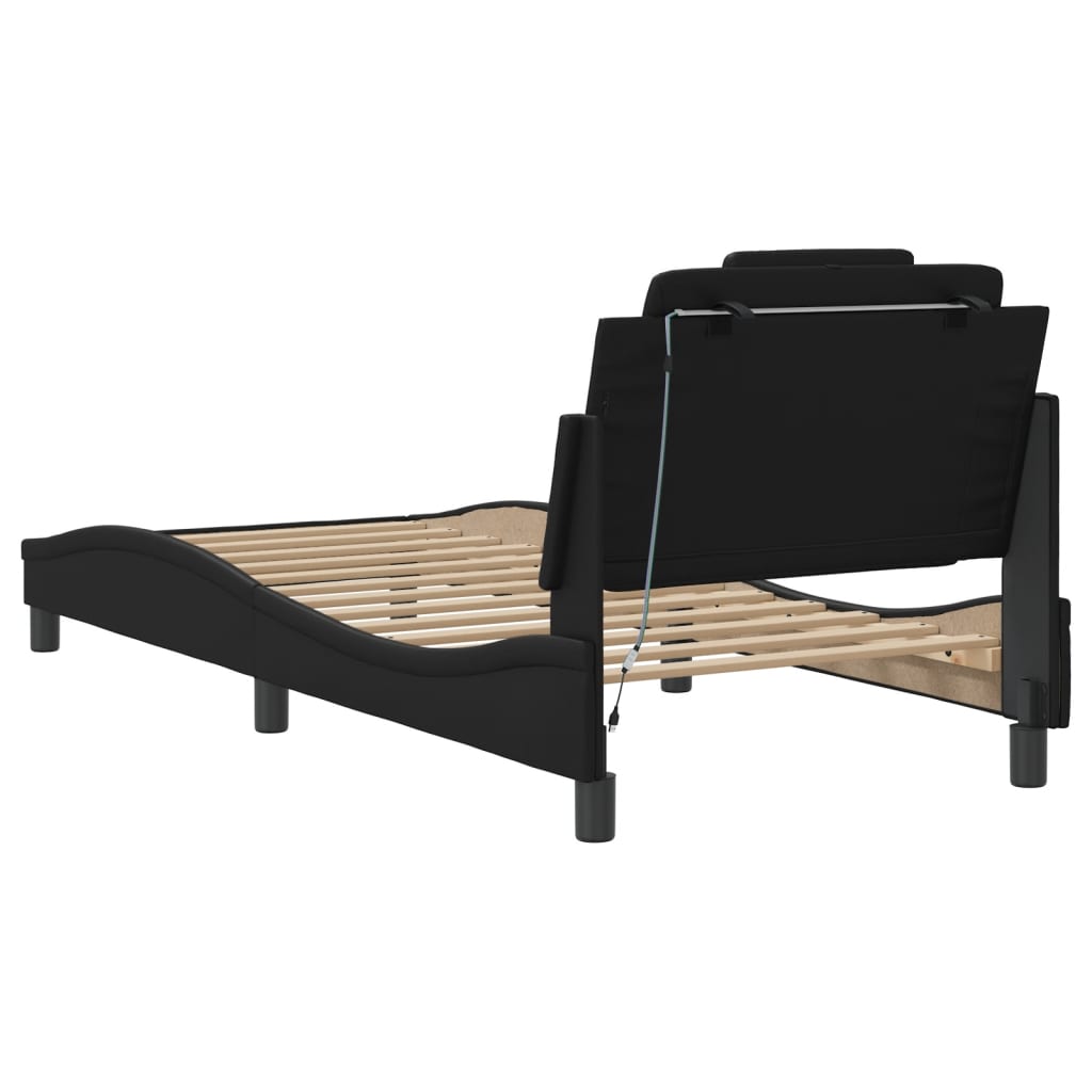 Bed Frame "Viana" with LED without Mattress Black 90x190 cm