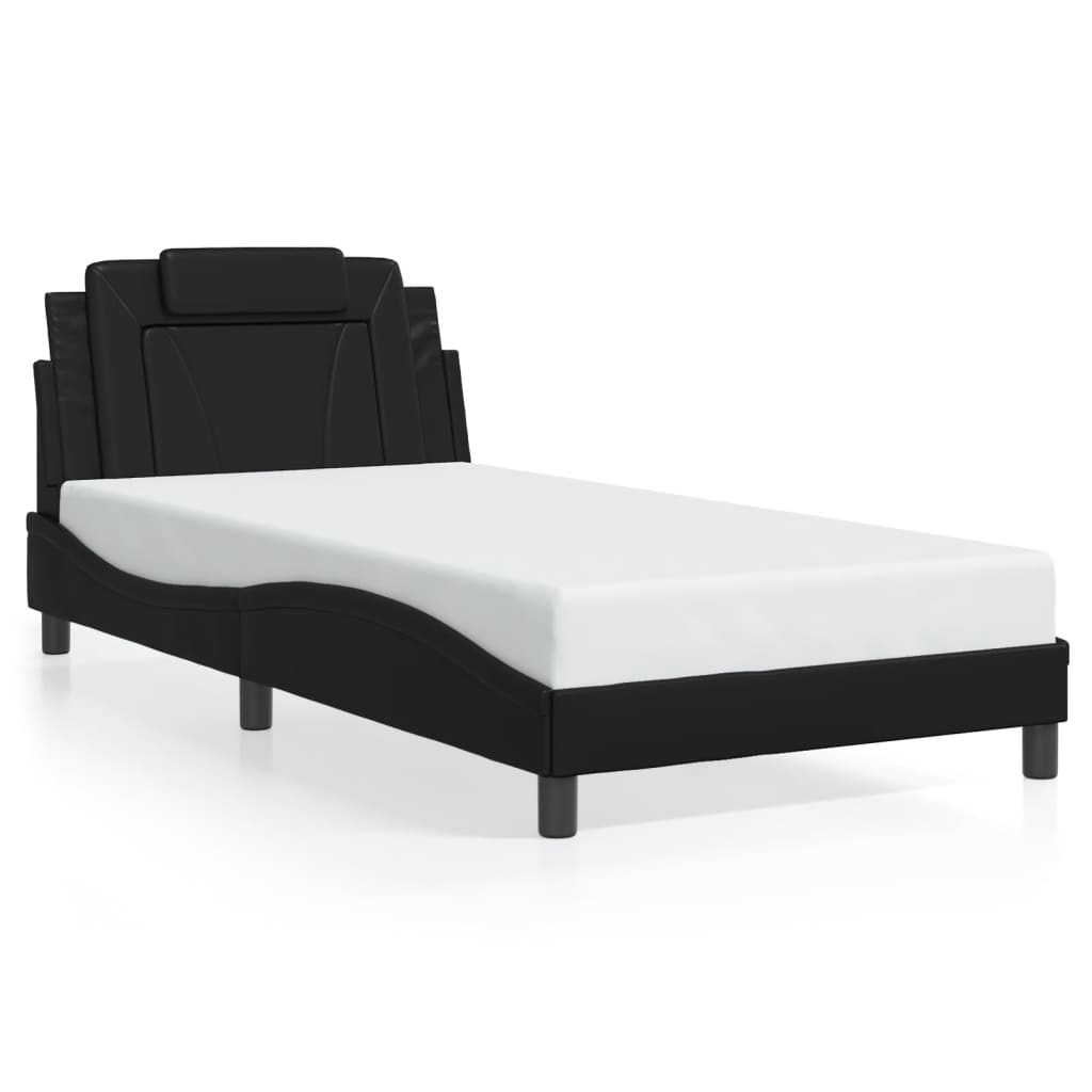 Bed Frame "Viana" with LED without Mattress Black 107x203 cm