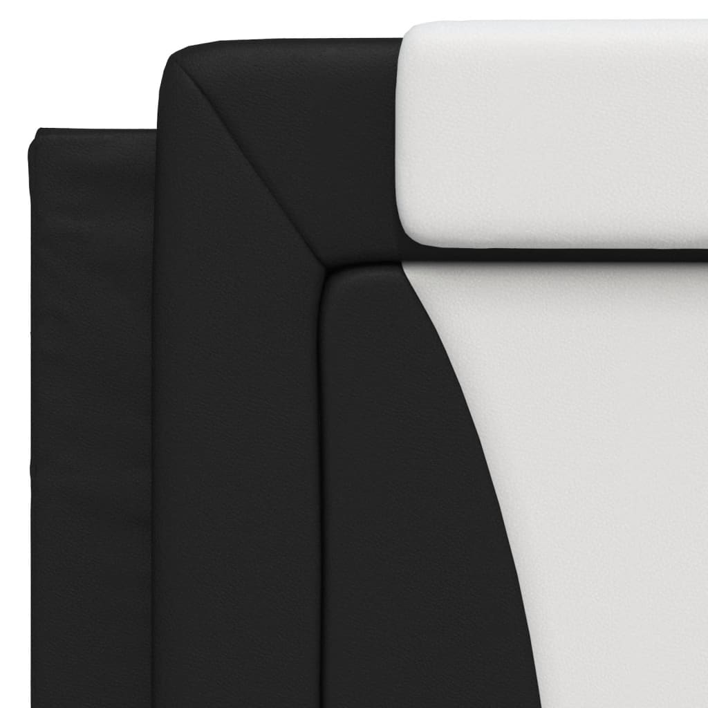 Bed Frame "Viana" with LED without Mattress Black and White 107x203 cm