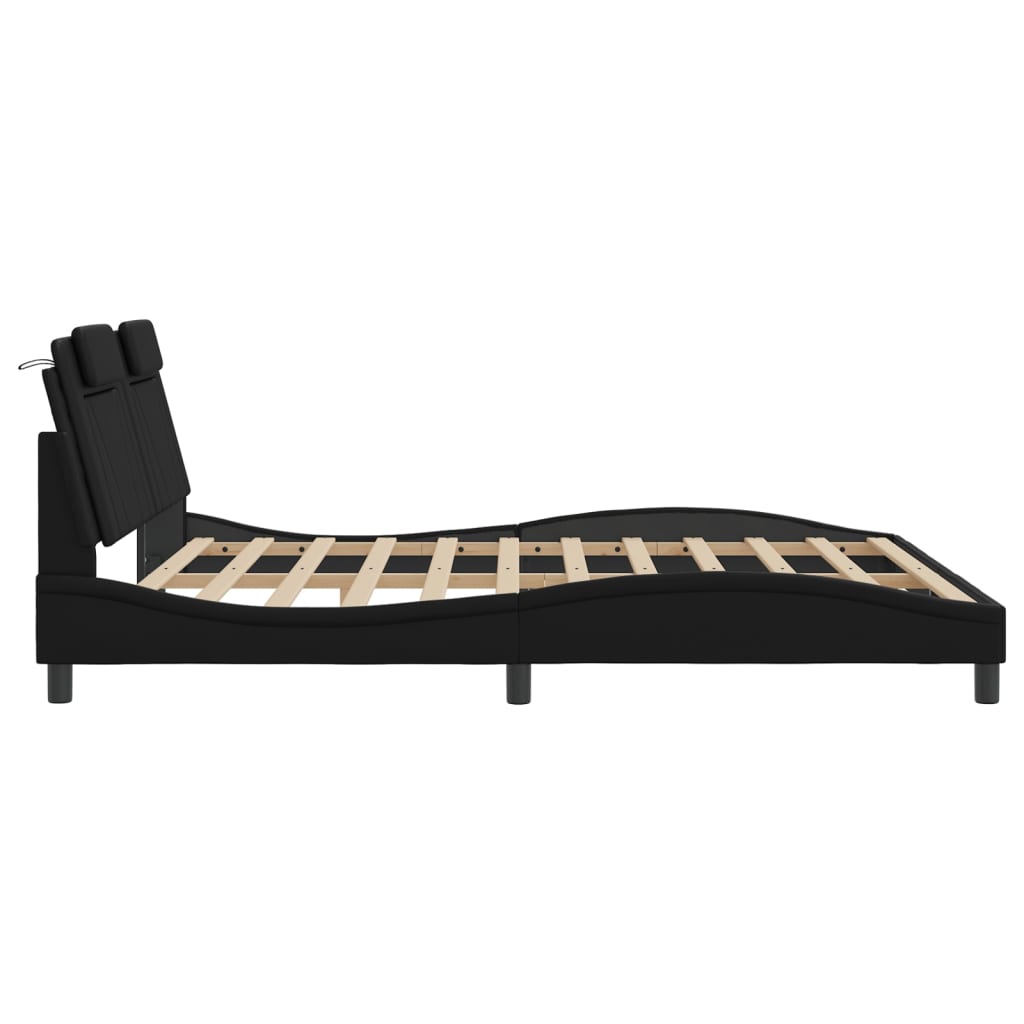 Bed Frame "Viana" with LED without Mattress Black 180x200 cm