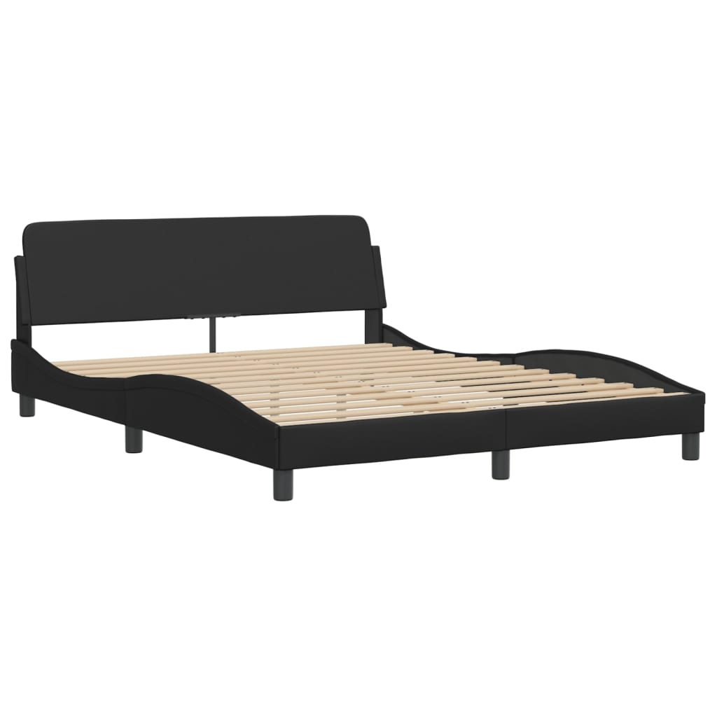 Bed Frame with LED without Mattress "Zadar" Black 152x203 cm