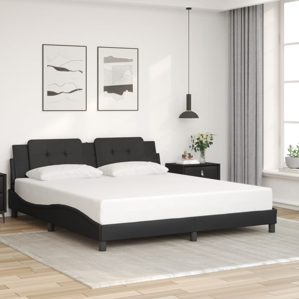 Bed Frame with LED without Mattress "Zadar" Black 180x200 cm