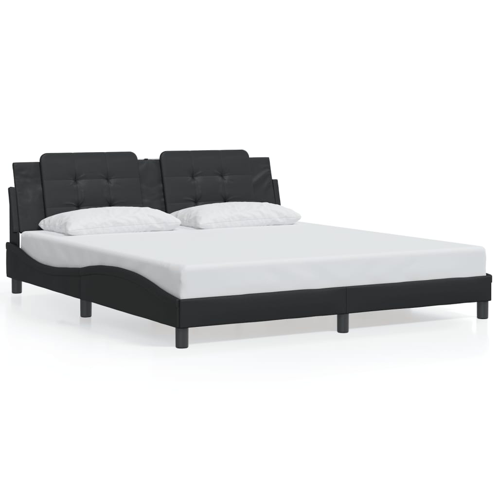 Bed Frame with LED without Mattress "Zadar" Black 180x200 cm