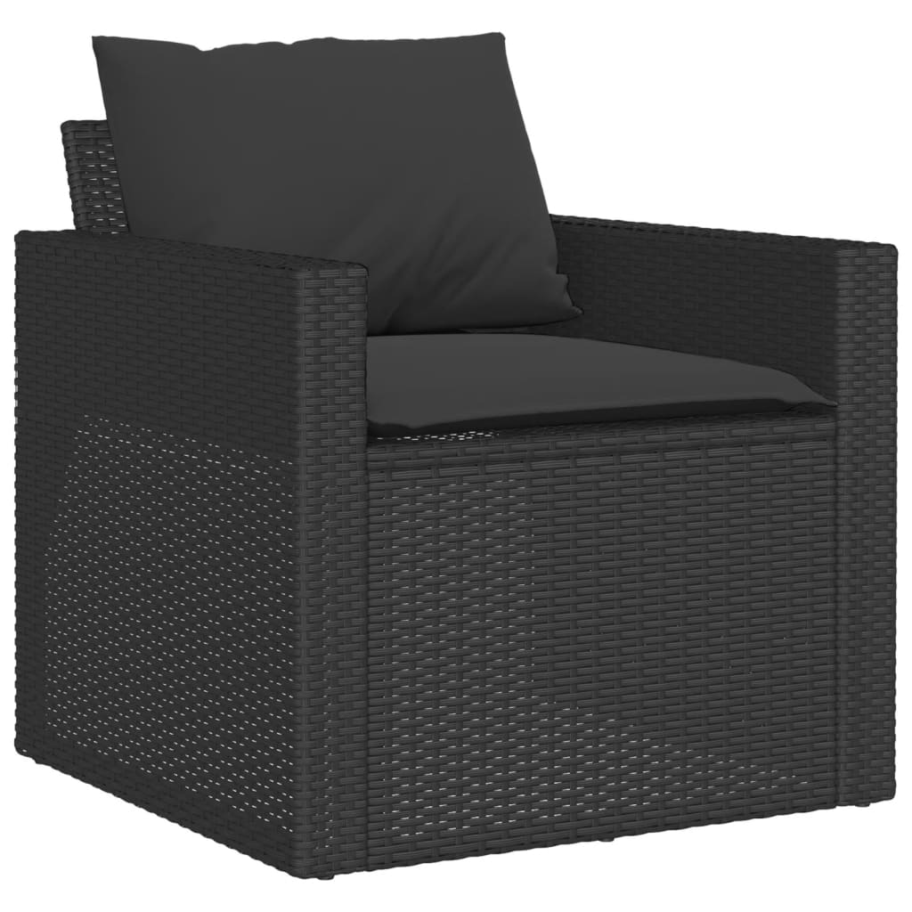 6 Piece Garden Sofa Set with Cushions Black Poly Rattan