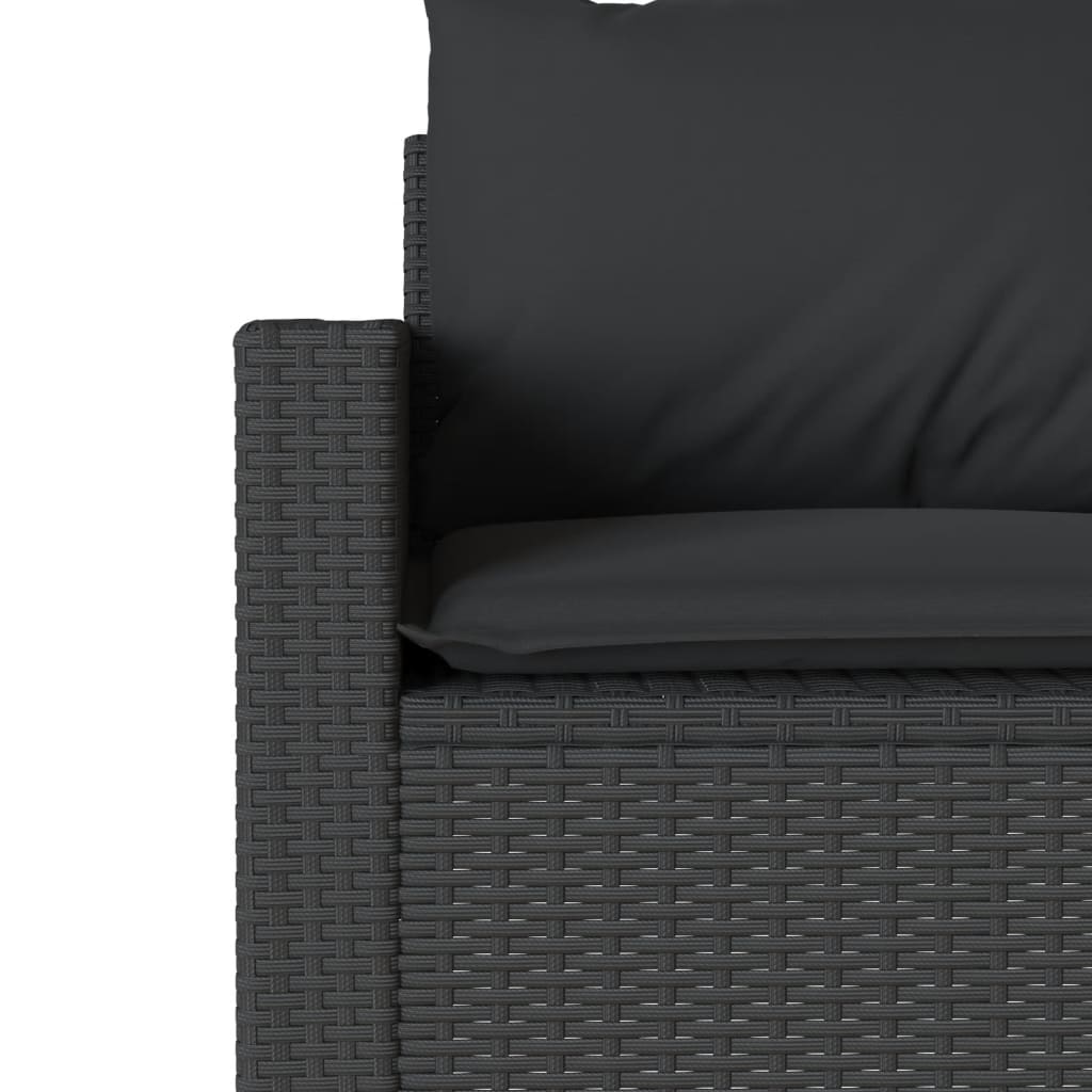 6 Piece Garden Sofa Set with Cushions Black Poly Rattan