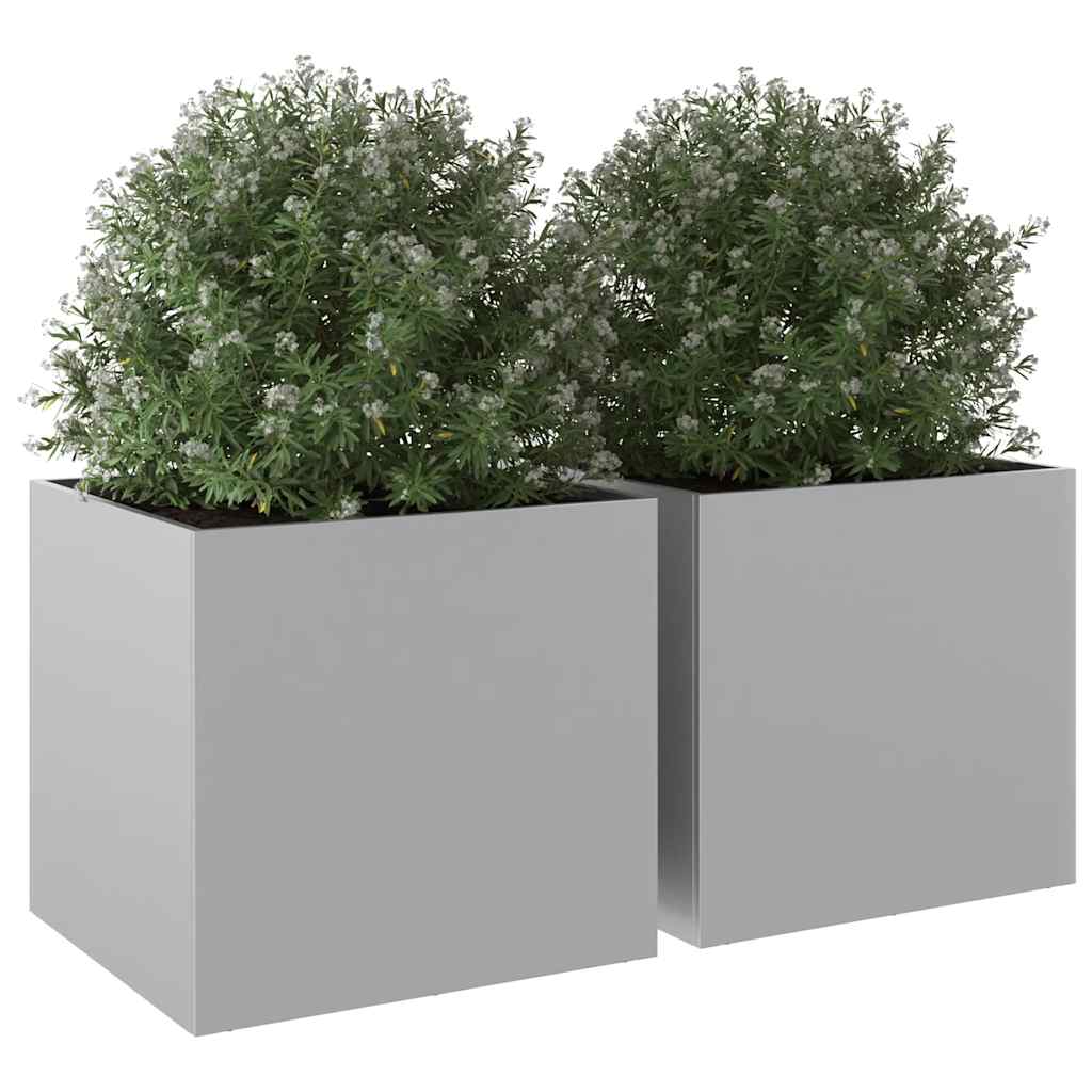 Planters 2 pcs Silver 49x47x46 cm Galvanised Steel
