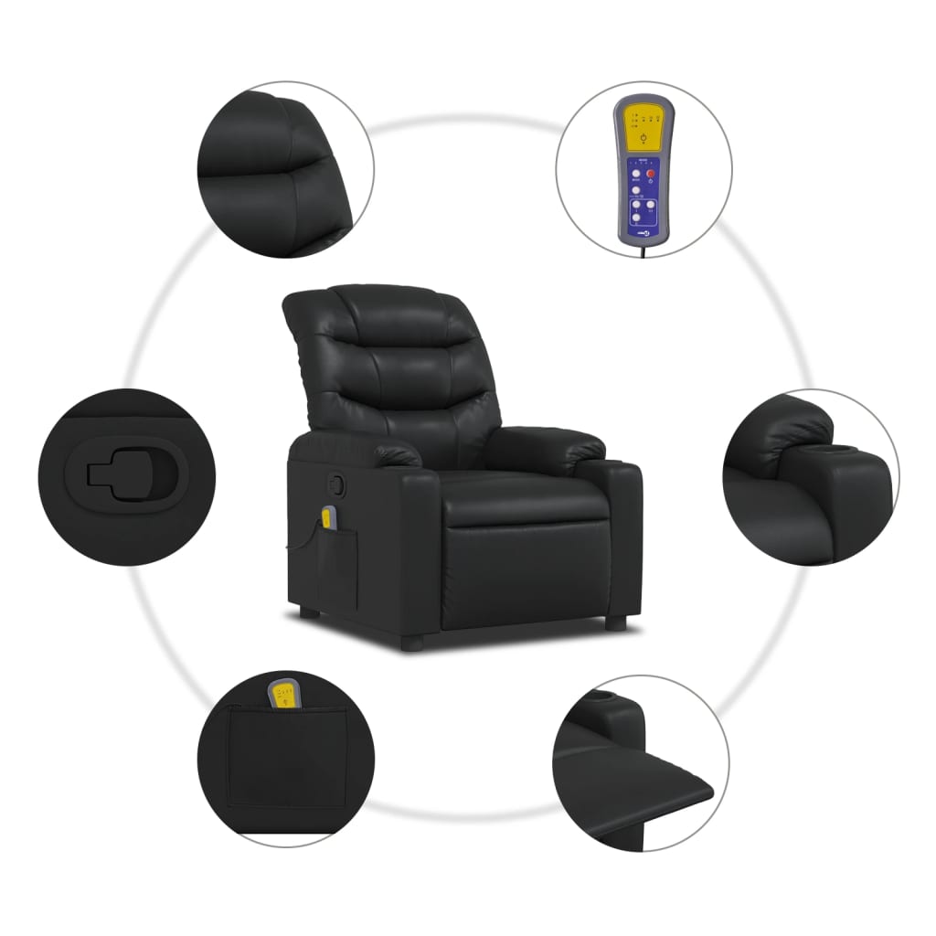 Massage Recliner Chair Black Faux Leather