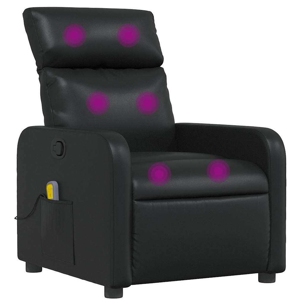 Massage Recliner Chair Black Faux Leather