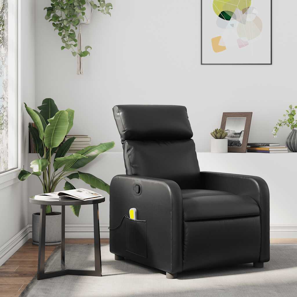 Massage Recliner Chair Black Faux Leather