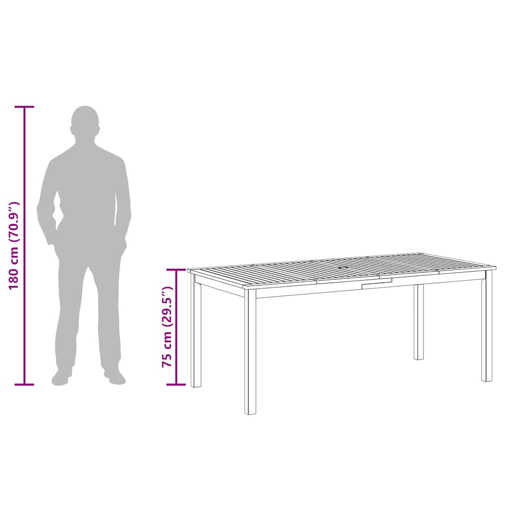 Garden Dining Table 180x90x75 cm Solid Wood Acacia